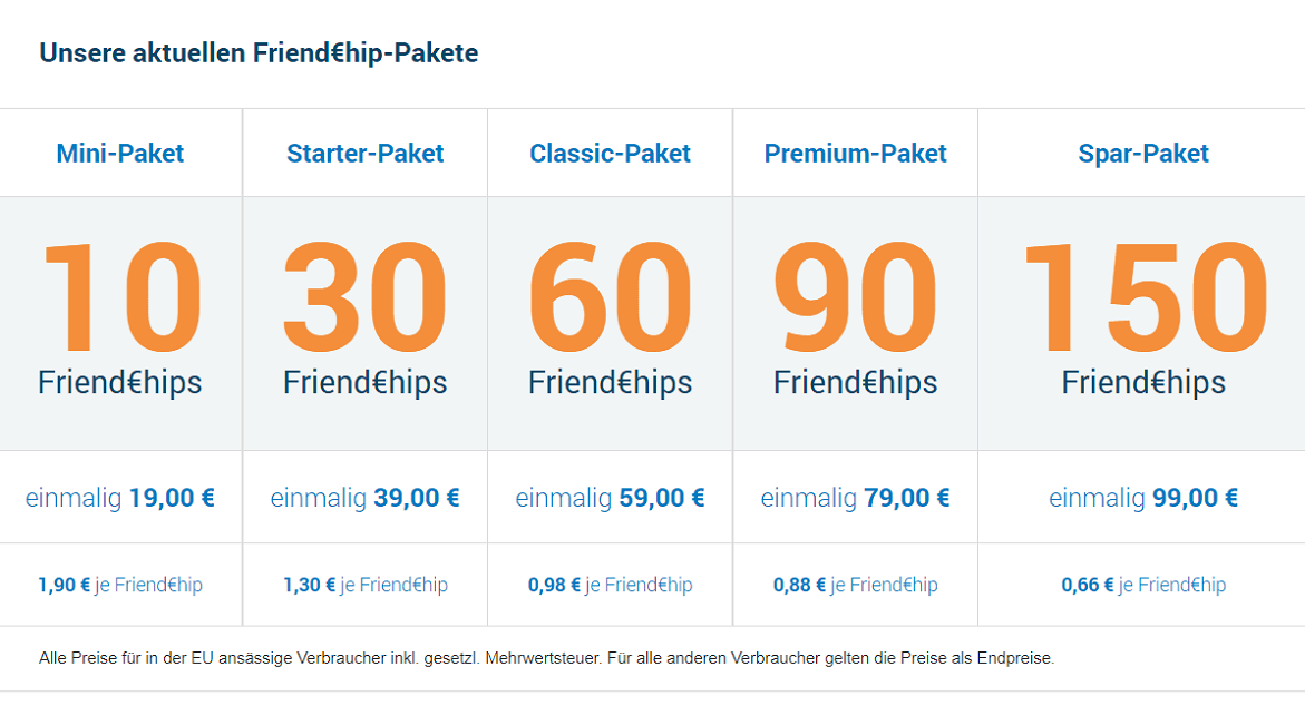 interfriendship kosten